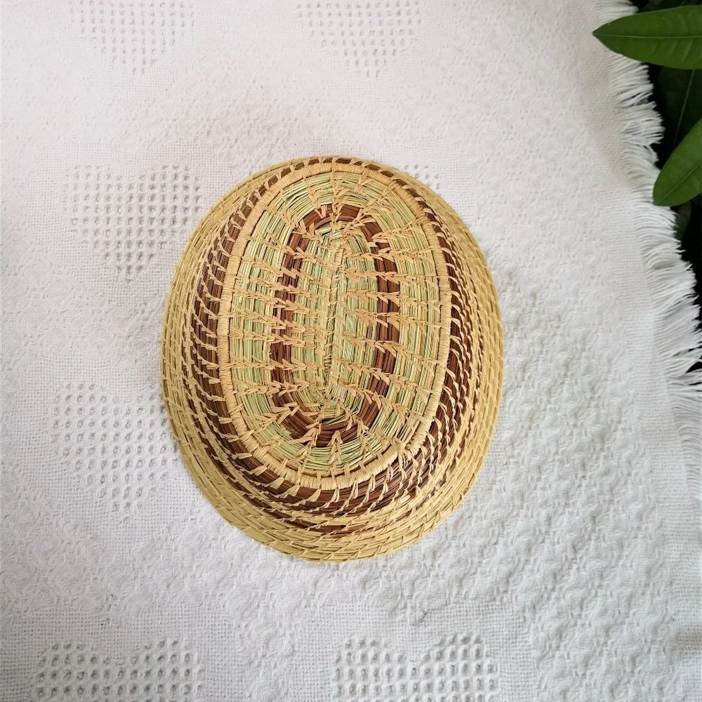 Handmade Coiled Woven Native American Indian Basket